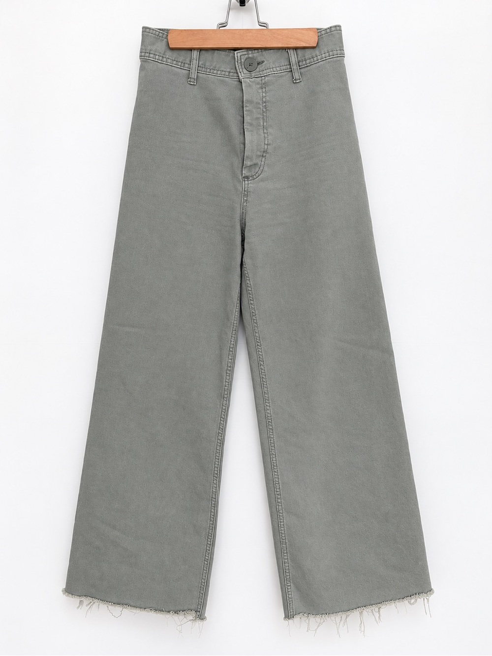 Zara Women’s Light Sage Green Wide Leg Cropped Jeans Size 4 US 26 Raw Hem